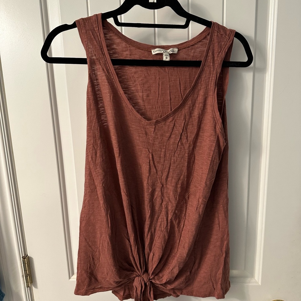 Express Rust Tie-Front Tank Top Medium
